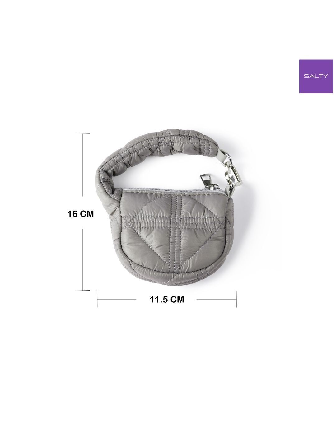 SALTY Grey Mini Quilted Puff Bag Charm