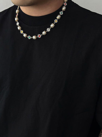 Women Silver-Plated Enamelled Necklace