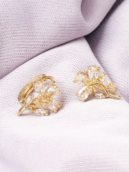 SALTY Artificial Stones Studded Floral Shaped Gulzar Bel Studs