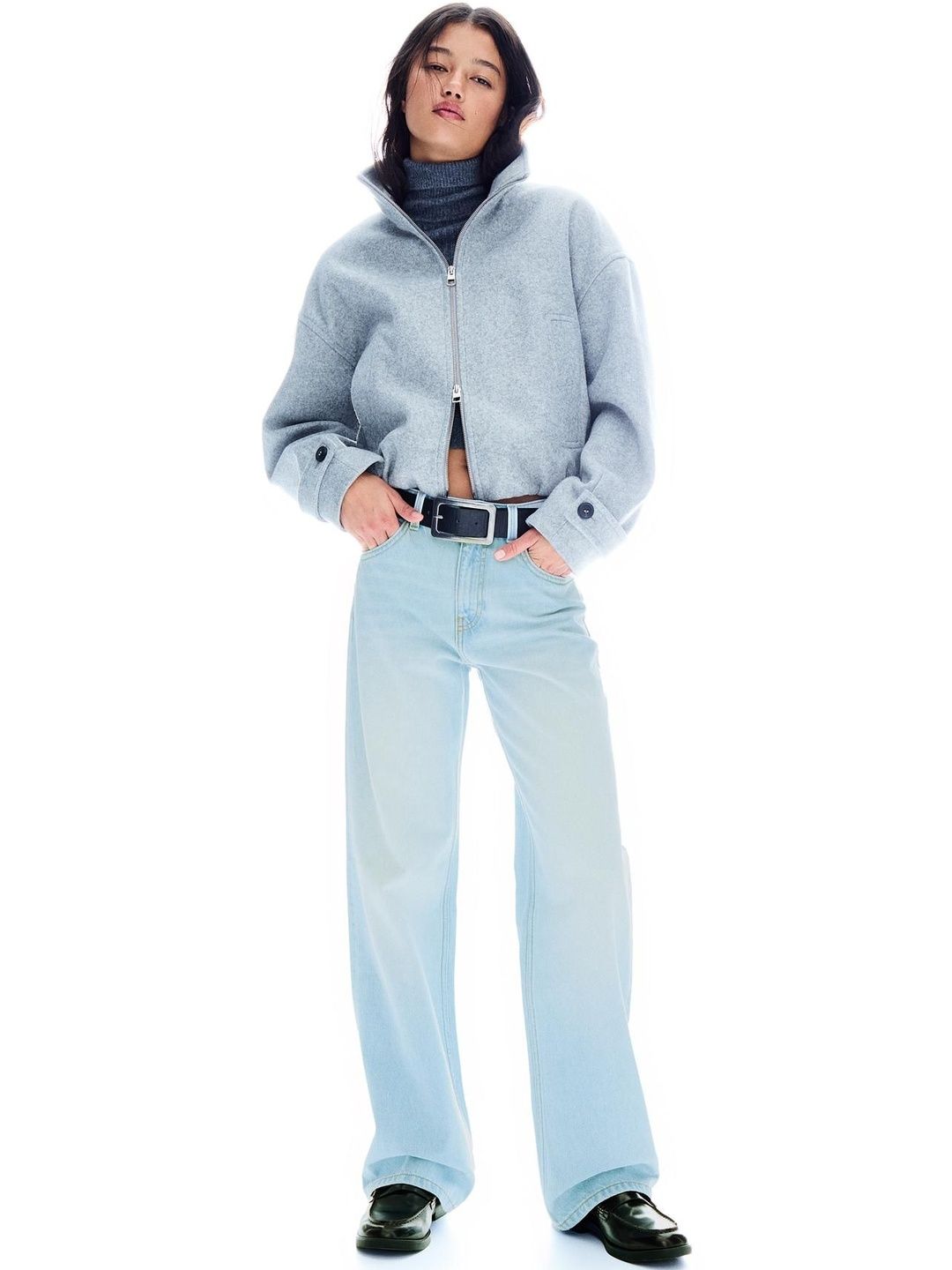 High-Waist Wide-Leg Straight Jeans