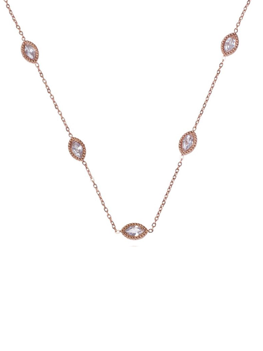 SALTY Dazzling Dreams Stones Studded Minimal Stainless Steel Necklace