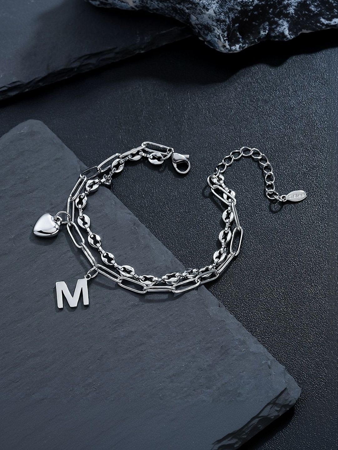 Men Handcrafted Silver-Plated Link Bracelet