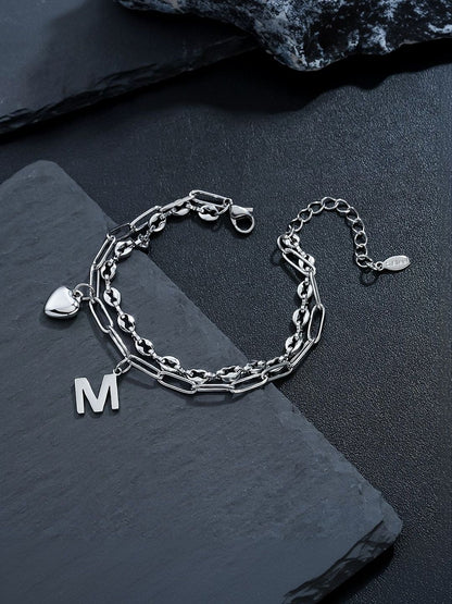 Men Handcrafted Silver-Plated Link Bracelet