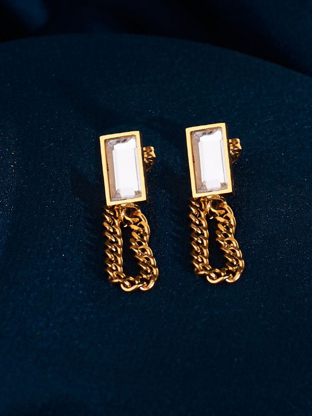SALTY Ivory Sparkle Stainless Steel Contemporary Drop Earrings