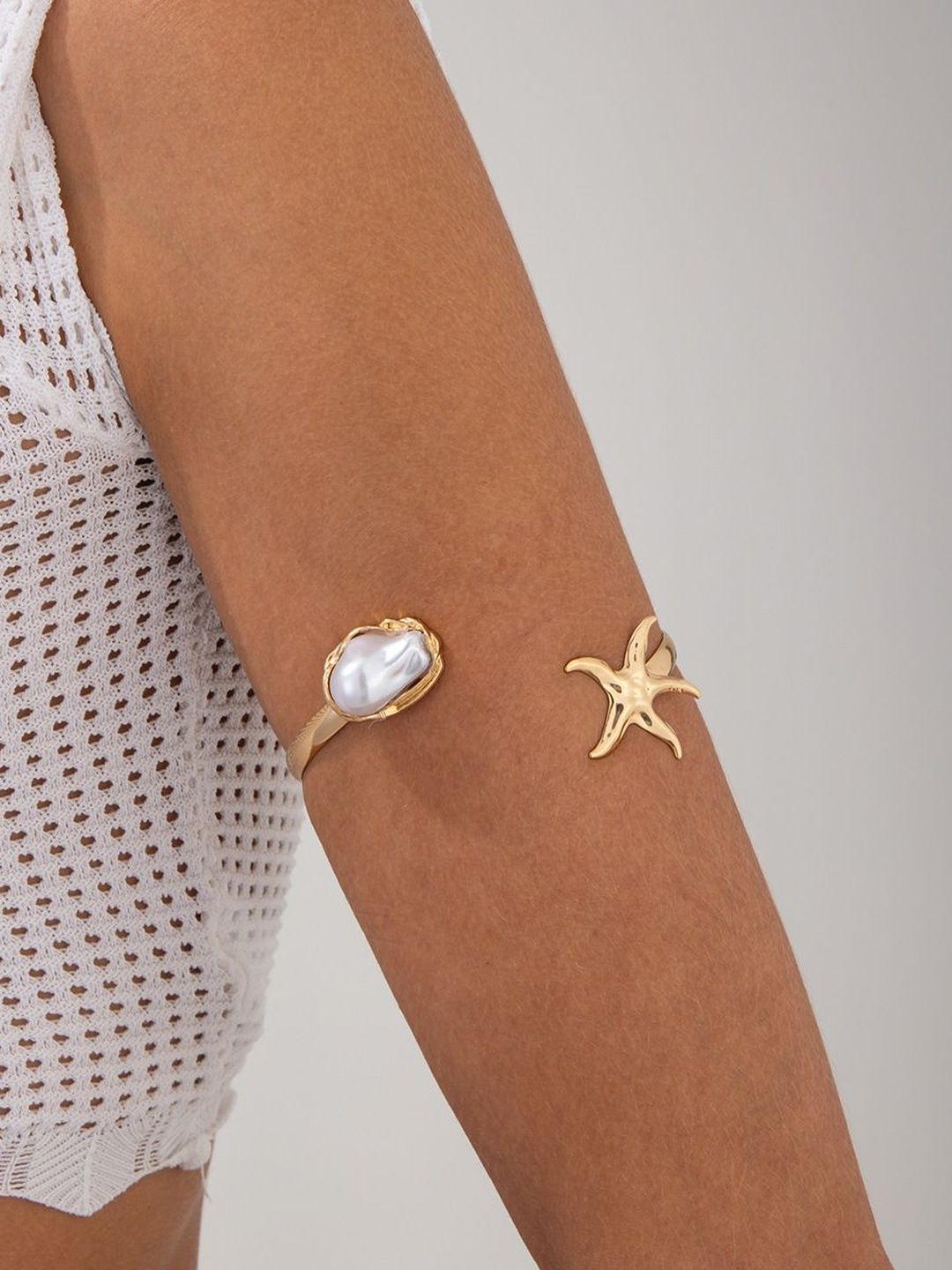 Women Pearls Gold-Plated Cuff Bracelet