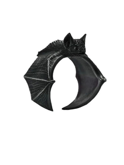 SALTY Pack of 2 Women Spooky Bat Black Ring