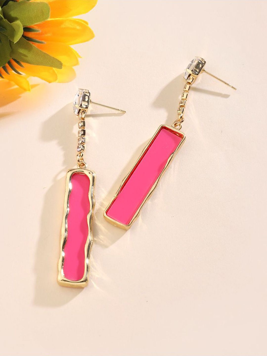SALTY Rhinestone Beaded Contemporary Drop Earrings
