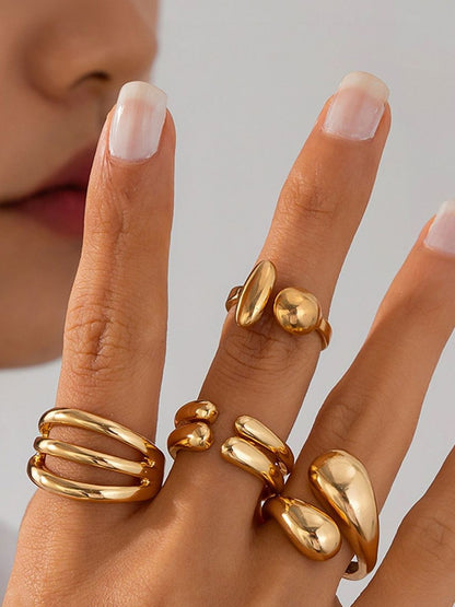 Set of 4 Gold-Plated Finger Ring