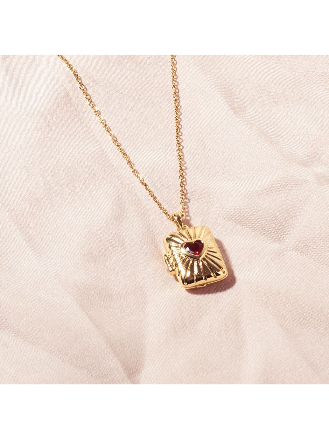 SALTY Sunburst Red Heart Pendant Necklace & Love in Cherry Earrings Jewellery Set
