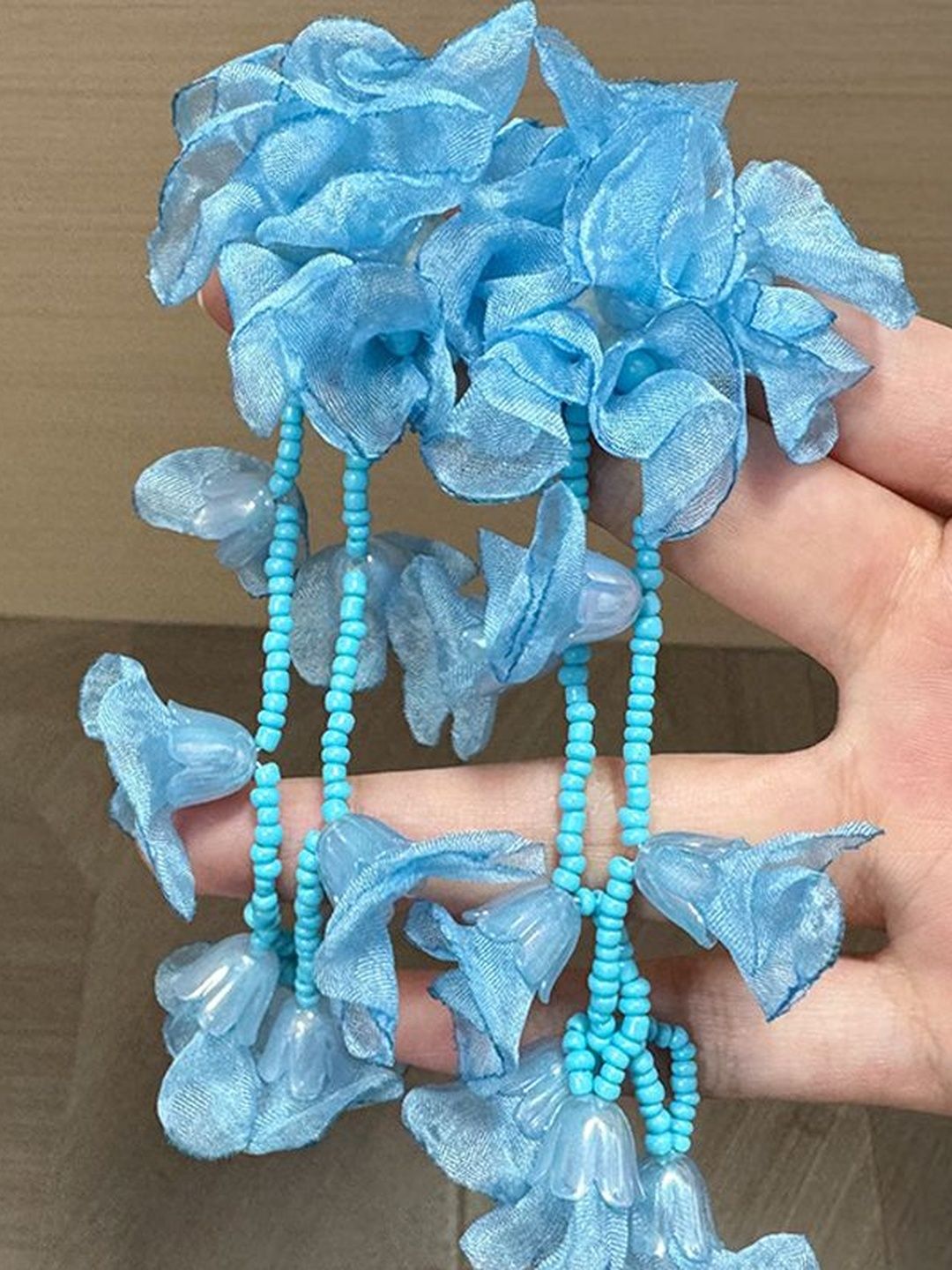 Artificial Beaded Floral Shaped Drop Earrings