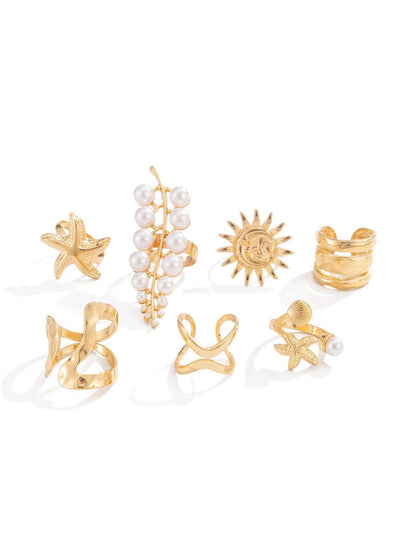 Set of 7 Gold-Plated Finger Ring