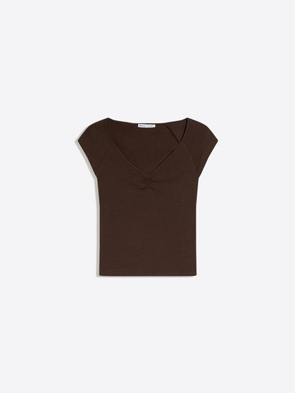 Gathered short sleeve T-shirt