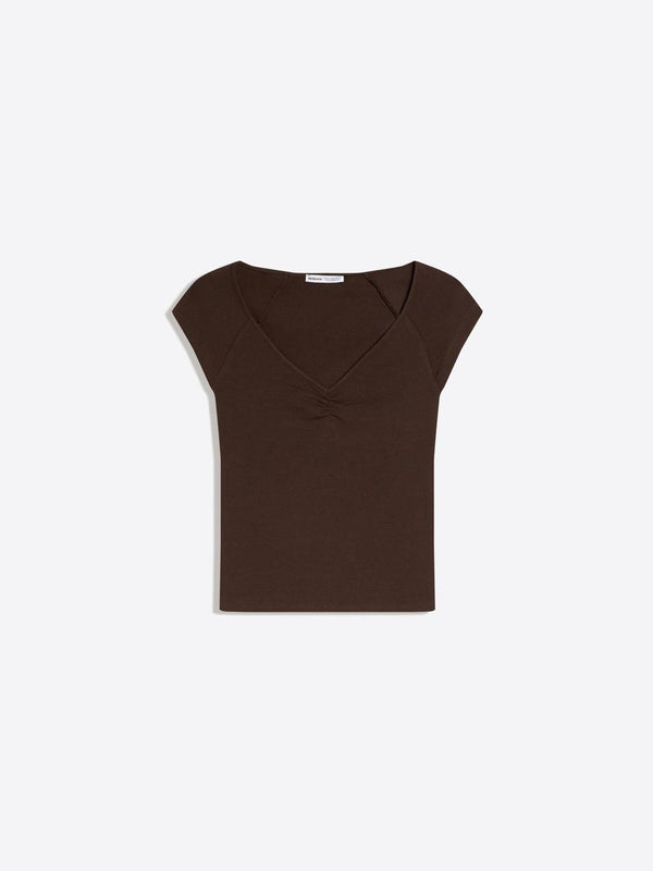 Gathered short sleeve T-shirt