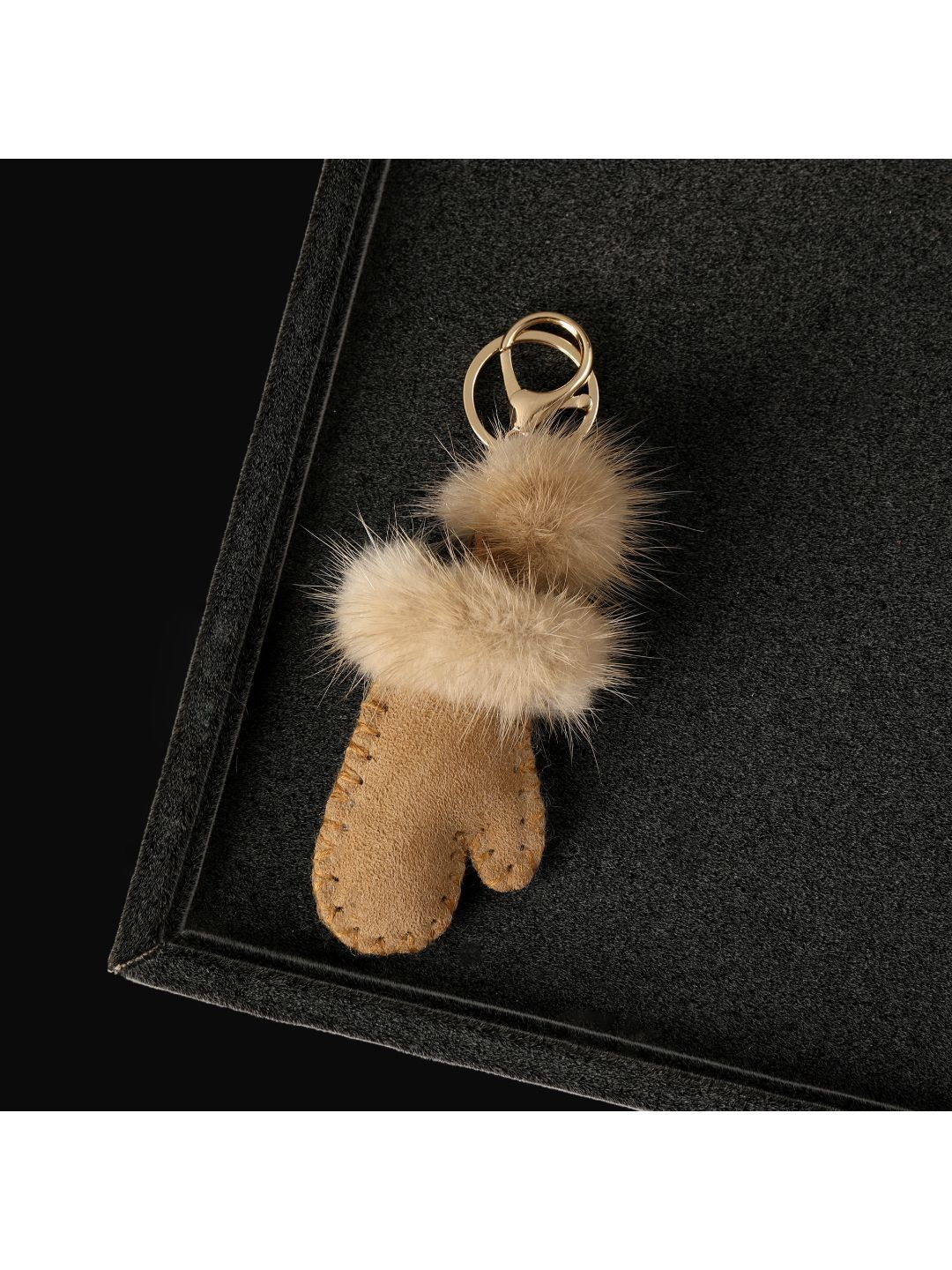 SALTY Brown Winter Mittens Pom Bag Charm