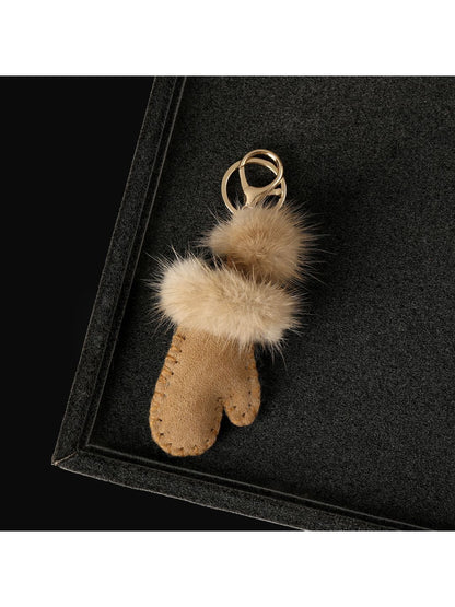 SALTY Brown Winter Mittens Pom Bag Charm