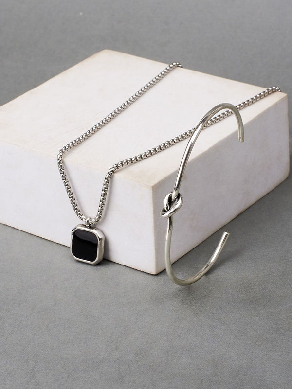 SALTY Stone Studded Bracelet & Necklace  Jewellery Set