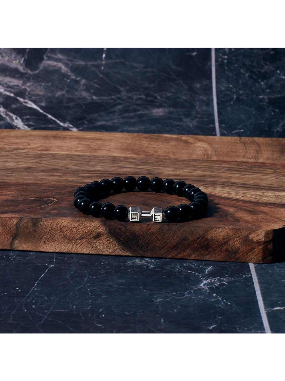 SALTY Dumbbell Chain & Strength Beaded Stone Band Jewellery Set