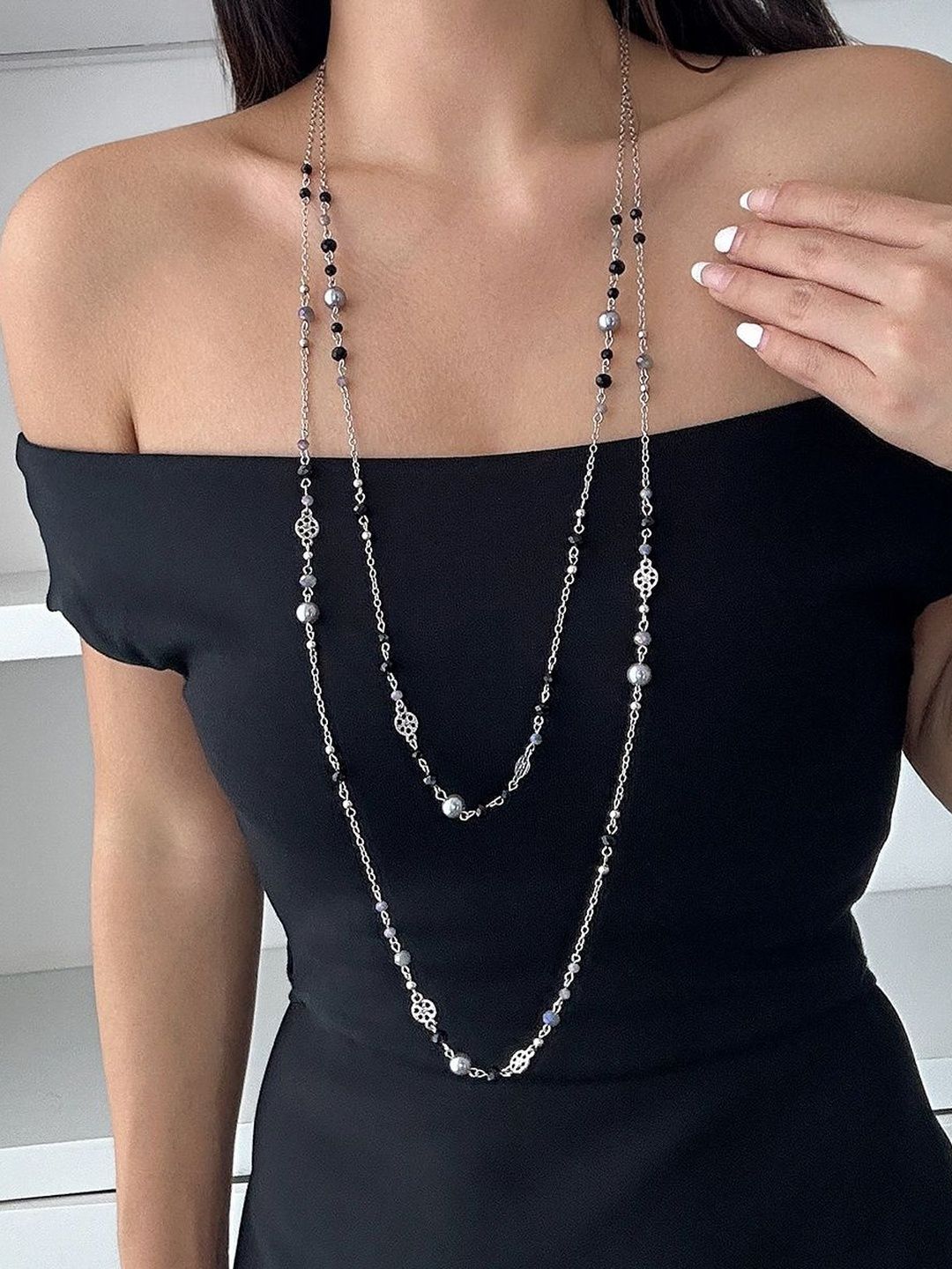 Silver-Plated Enamelled Necklace