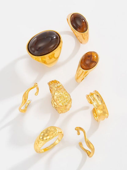 Set of 8 Gold-Plated Finger Ring