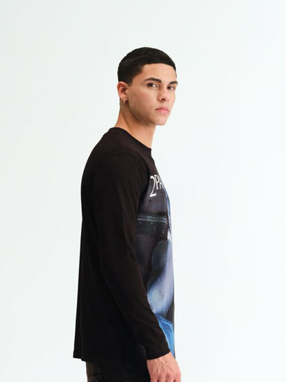 Men Printed Raw Edge T-shirt