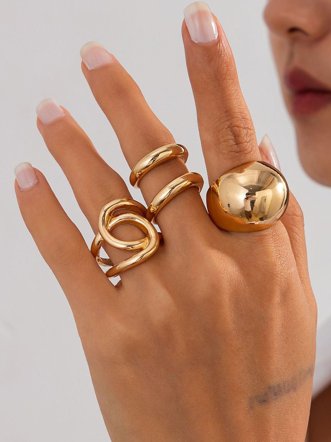 Set of 3 Gold-Plated Finger Ring