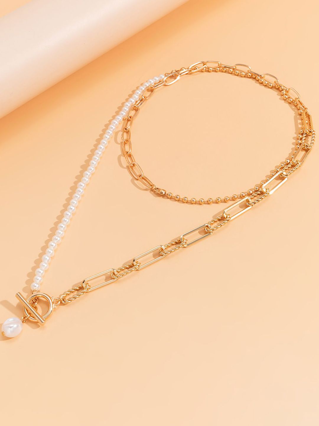 Gold-Plated Beaded Layered Chain