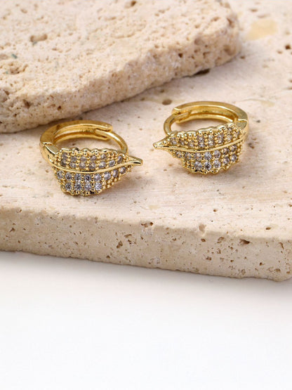 SALTY Gold-Plated Diamond Stone Studded Circular Pankh Hoop Earrings