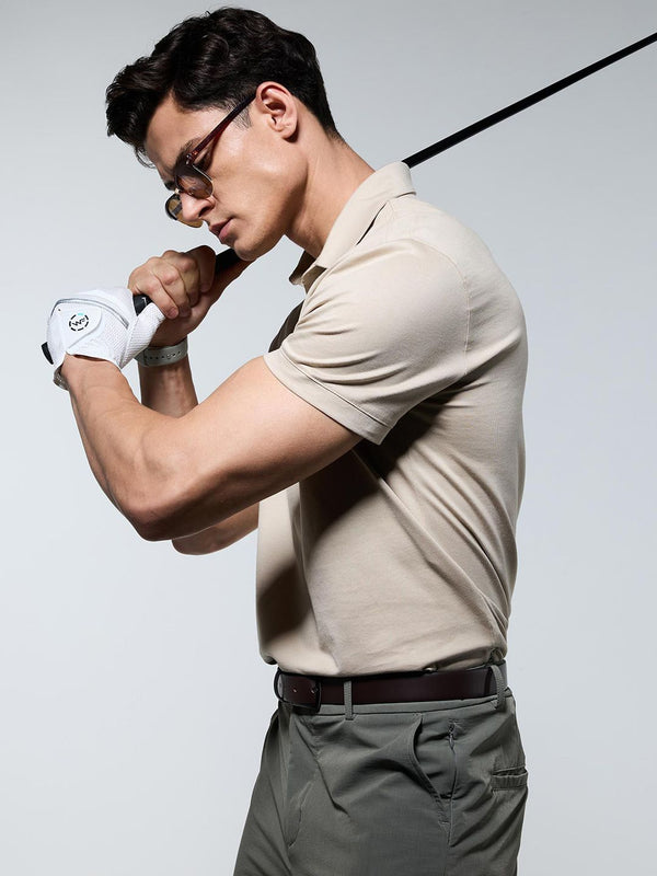 Men Sand Supima Regular Fit Polo T-Shirt