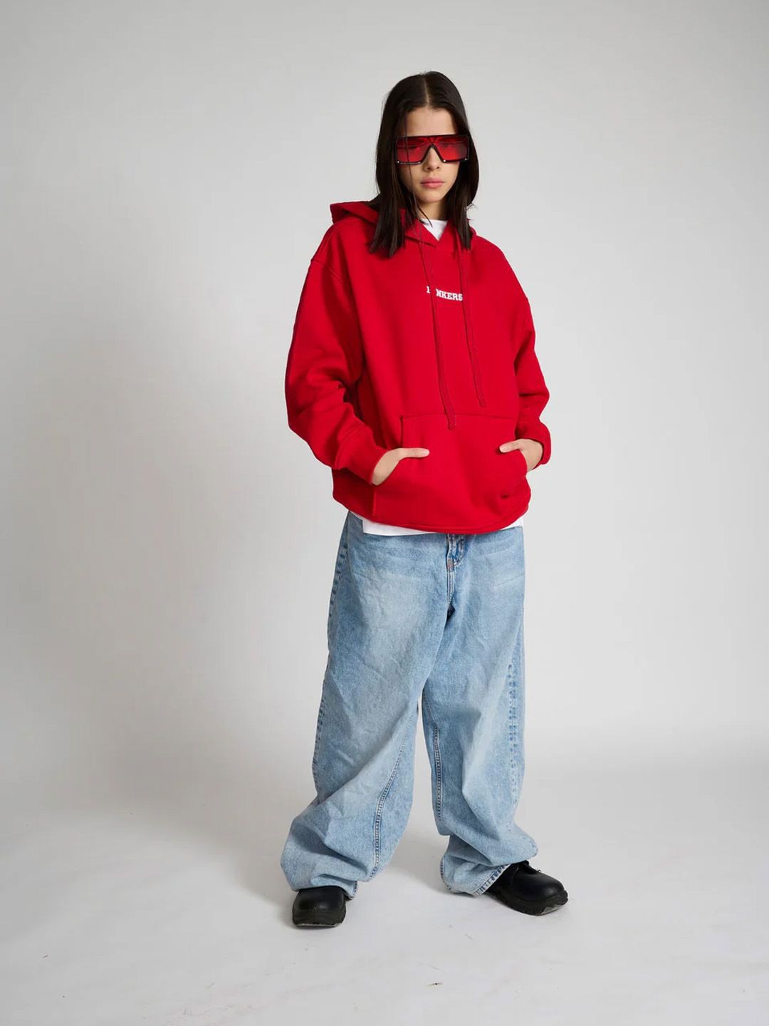 Signature Women Red Oversized Heavyweight Hoodie Sweatshirt