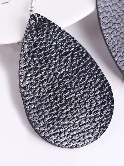 Silver-Plated Oval Shaped Drop Earrings