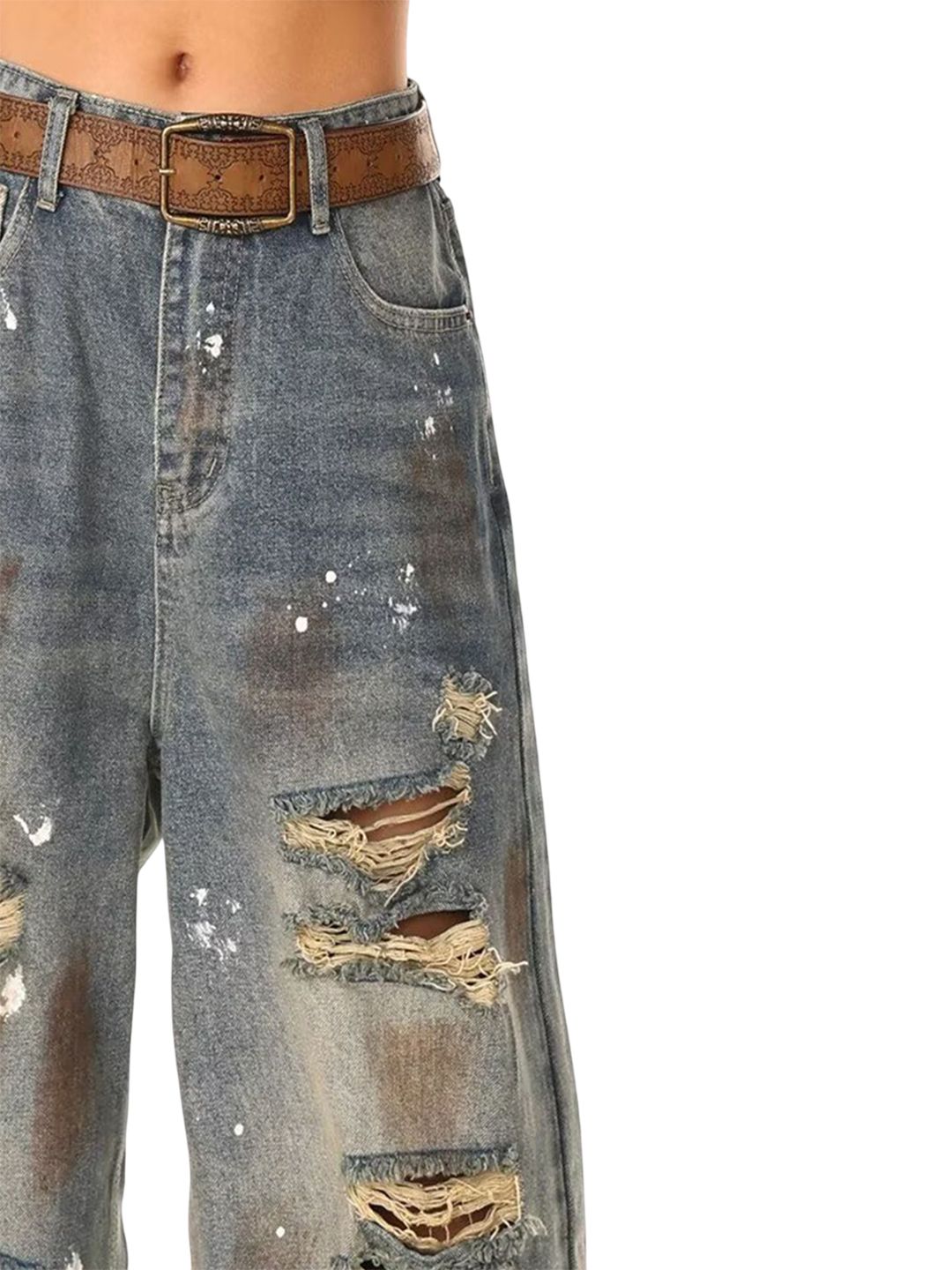 Men Baggy Mid-Rise Mildly Distressed Light Fade Jeans