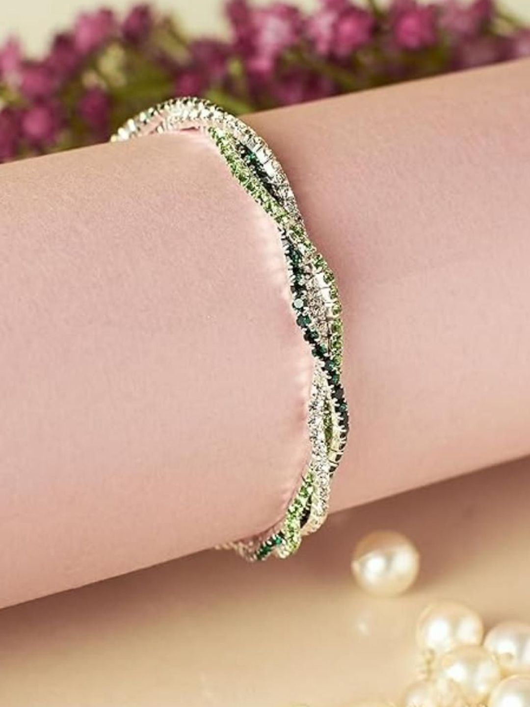 SALTY Ebony Erythra Women Artificial Stones Studded Stretchable Elasticated Bracelet