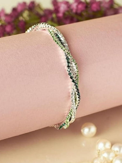 SALTY Ebony Erythra Women Artificial Stones Studded Stretchable Elasticated Bracelet