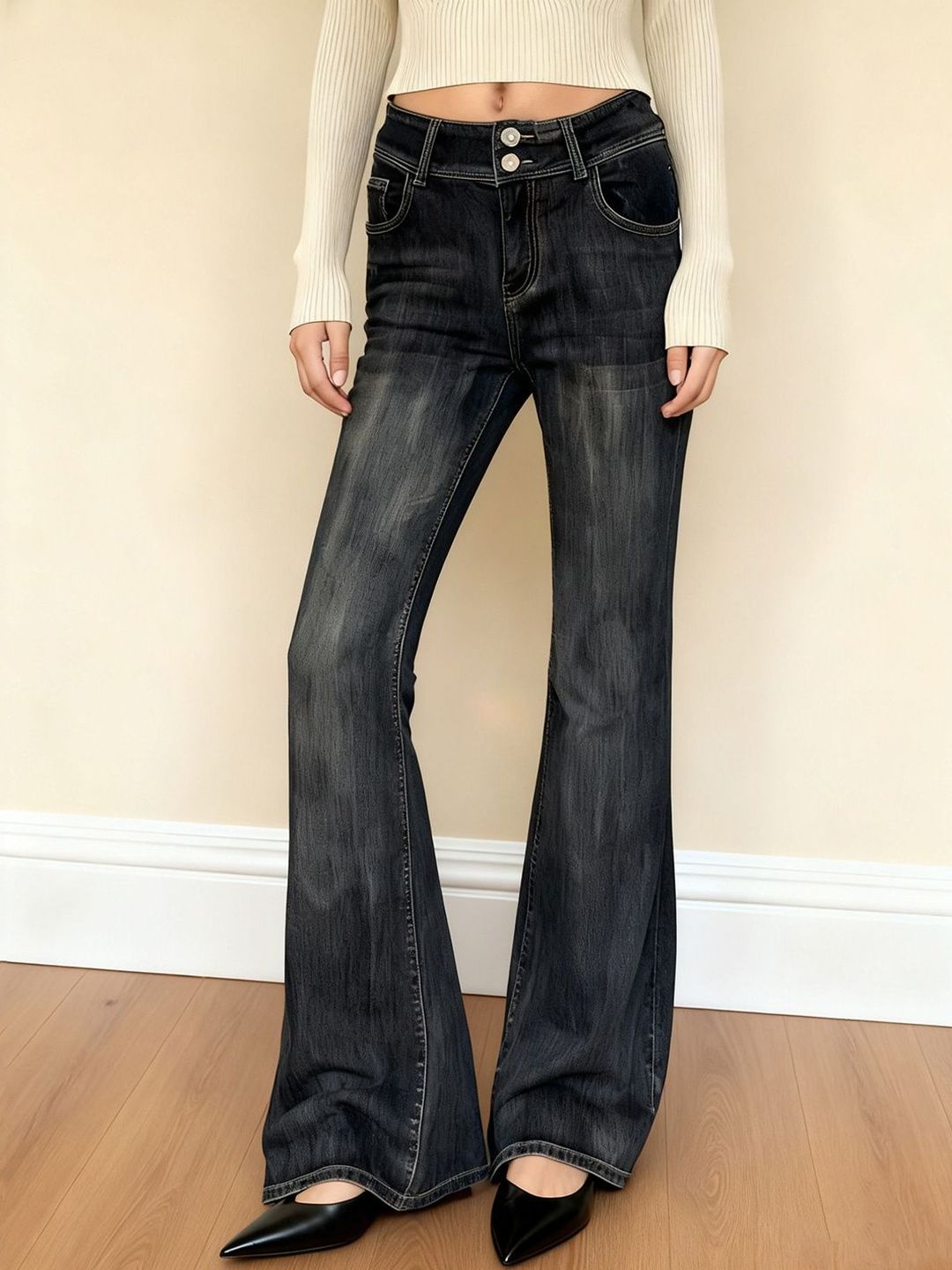 Women Bootcut Low-Rise Light Fade Jeans