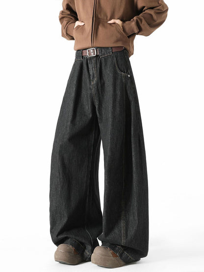 Men Wide Leg Light Fade Jeans