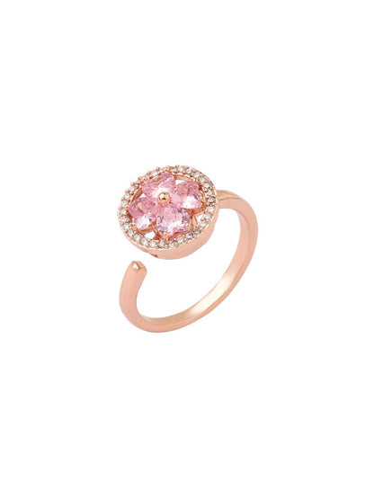 SALTY Pack of 2 Women Esme Crystal Pink Floral Spinner Ring