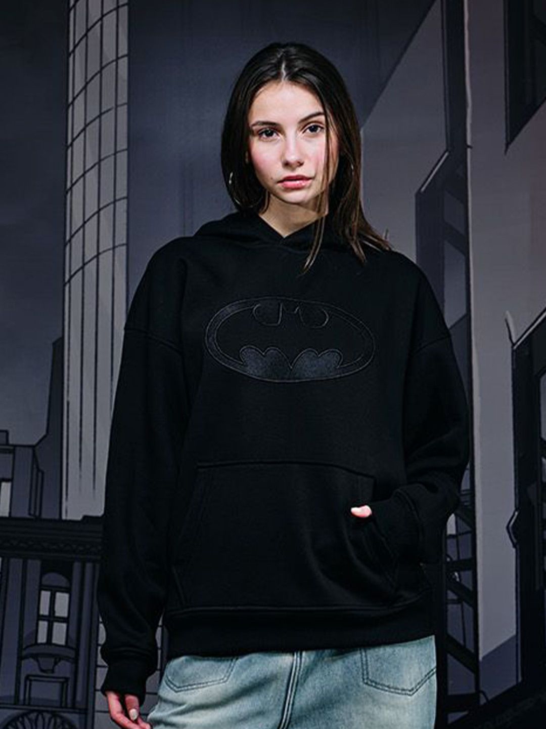 Women Printed Hooded Sweatshirt