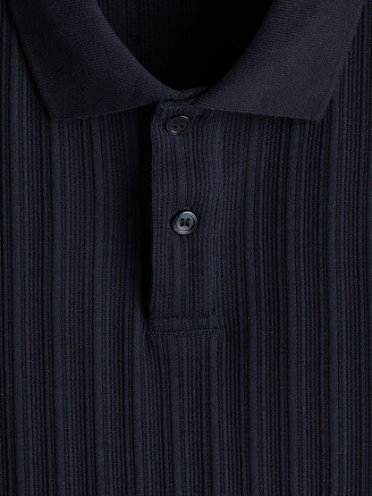 Slim Fit Textured Jersey Polo Shirt
