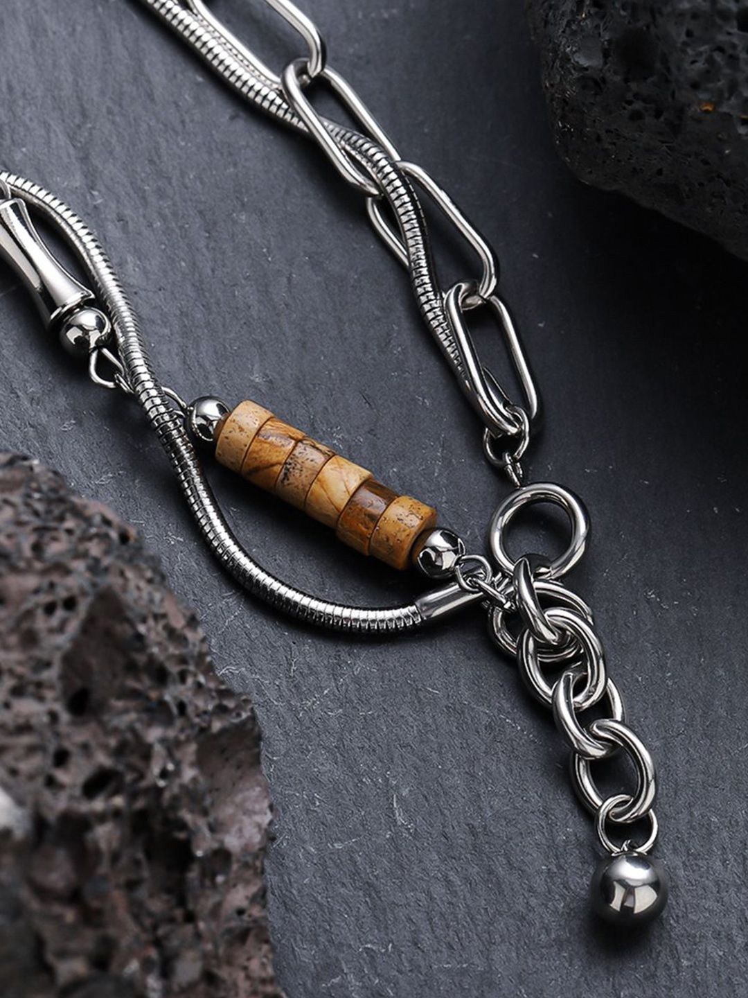 Silver-Plated  Stainless Steel Statement Chain