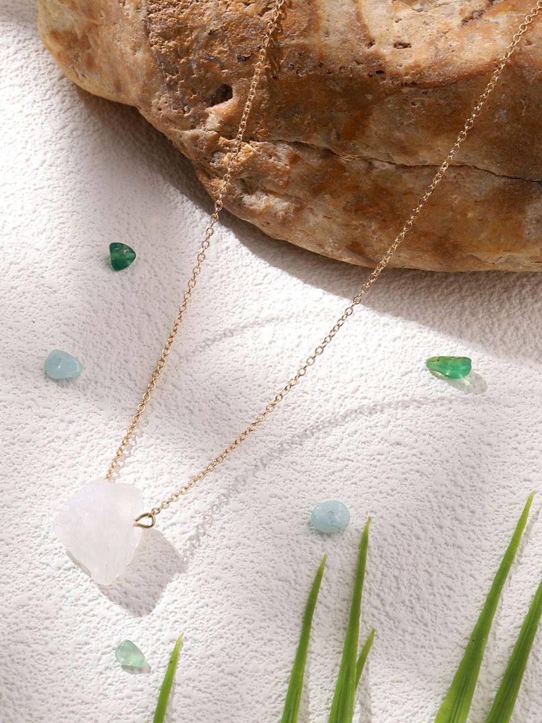 SALTY Stellar Monolith Of Enhance Dreams Stainless Steel Stone Studded Pendant With Chain