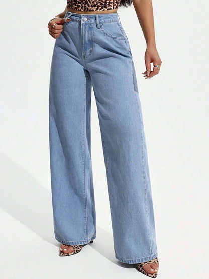 Women Wide Leg High-Rise Light Fade Jeans