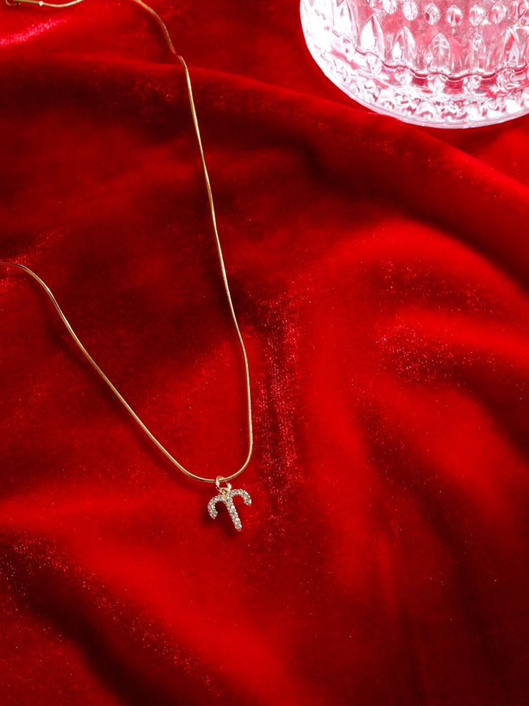 SALTY Set Of 2 Stones-Studded Aquarius & Aries Pendant With Chain