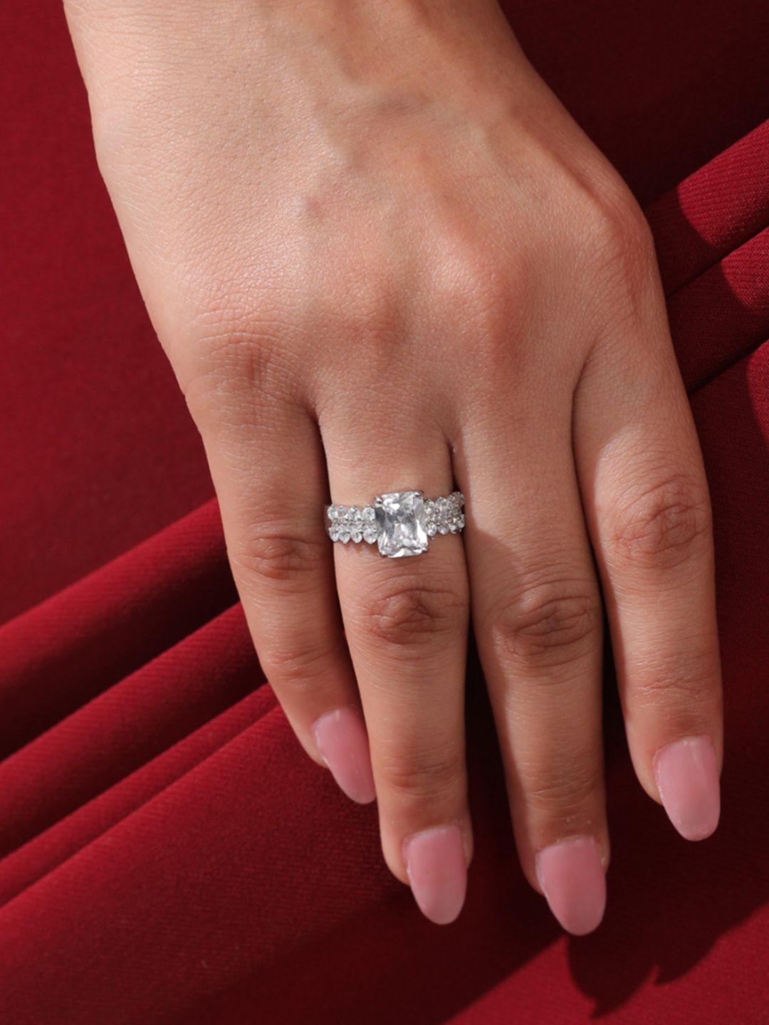 SALTY Solitaire Paradise Artificial Stones Studded  Adjustable Finger Ring