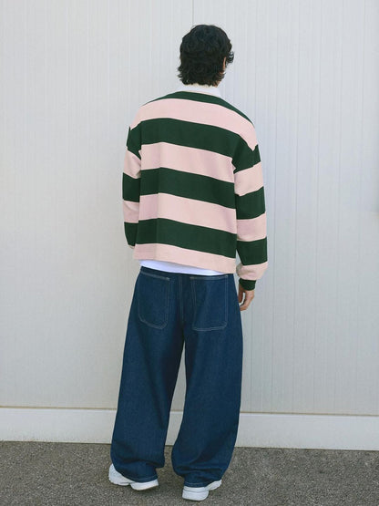 Striped plush polo shirt