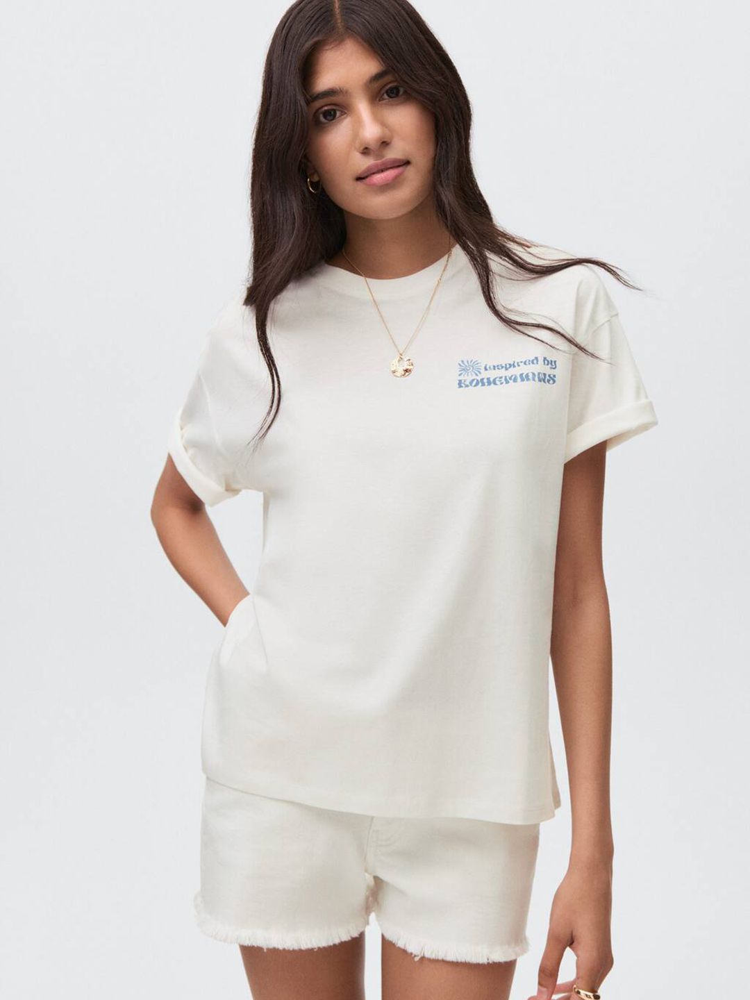 Graphic Printed Drop-Shoulder Sleeves Pure Cotton Relaxed Fit T-shirt