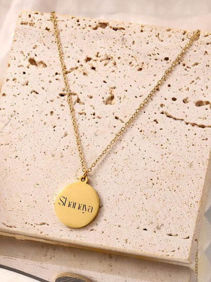 SALTY Women Minimal Round-Shaped  Personalised Golden Pendant With Chain