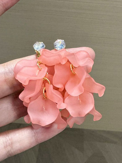 Cubic Zirconia Studded Leaf Shaped Drop Earrings