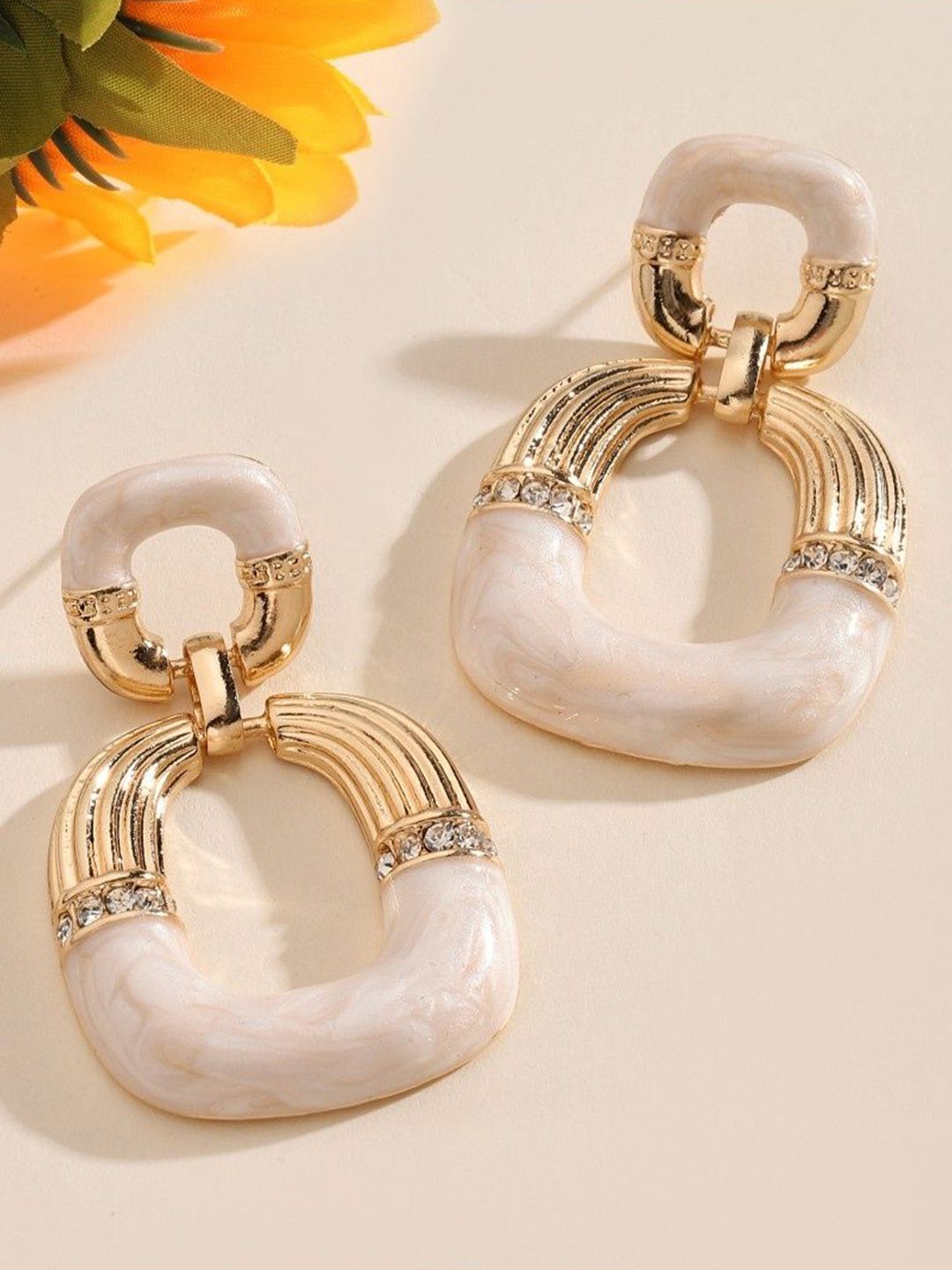 SALTY Stone Studded Antique Drop Earrings