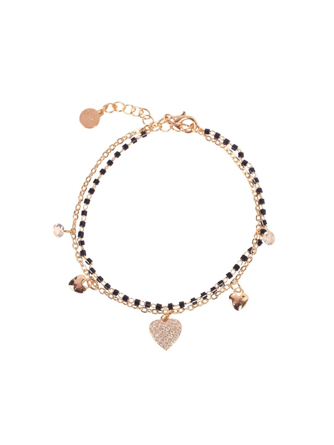 SALTY Women Wraparound Stone Studded & Pearls Beaded Heart Bracelet