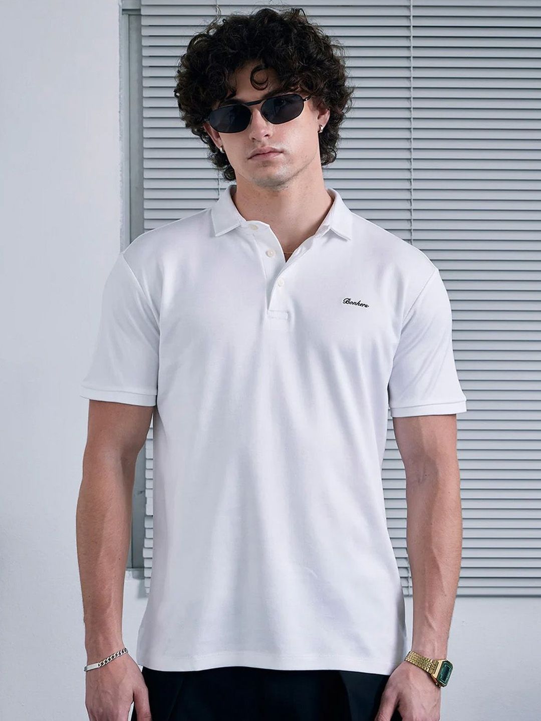 Men Solid Polo Collar T-shirt